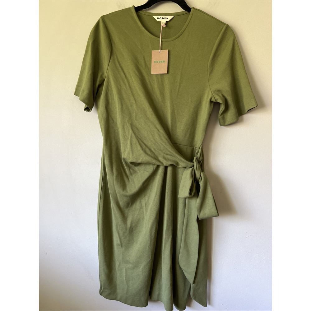 New Boden Zinnia Tie Jersey Short Dress Size 6P Green Summer Casual